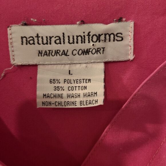 Natural Uniforns Pink Button-Up Women's Scrub Top - Picture 3 of 6
